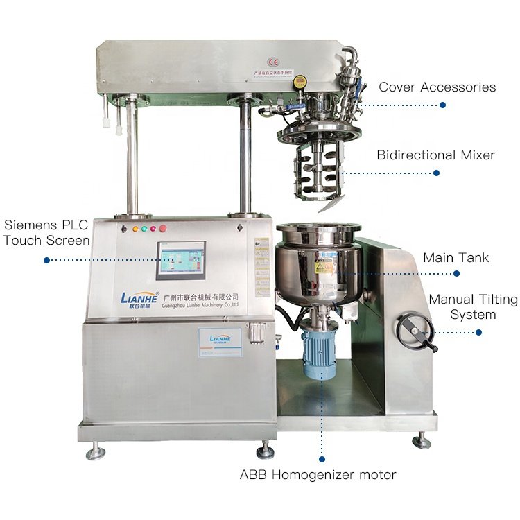 Manufacturing Plant Beauty Face Cream Body Lotion Making Machine Vacuum Emulsifying Mixer