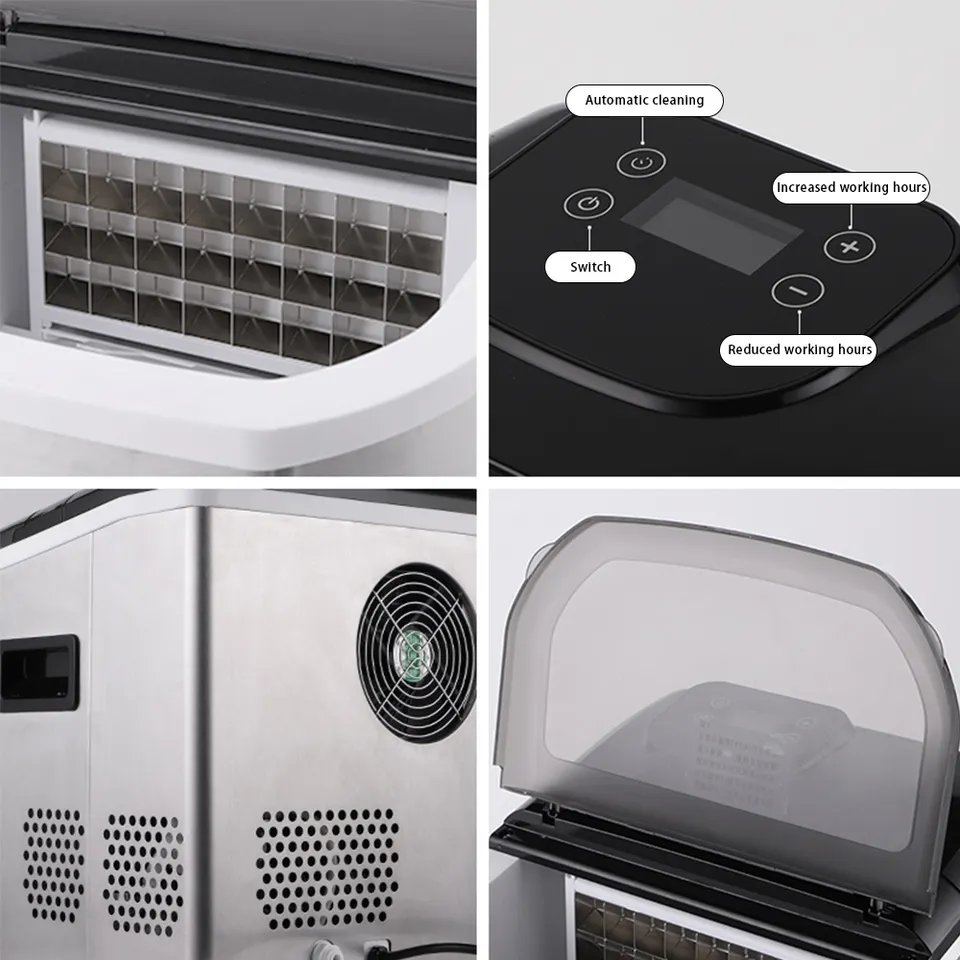 20KG/24H Household Small Ice Maker Square Ice Cube Making Machine Portable Electric Ice Machine