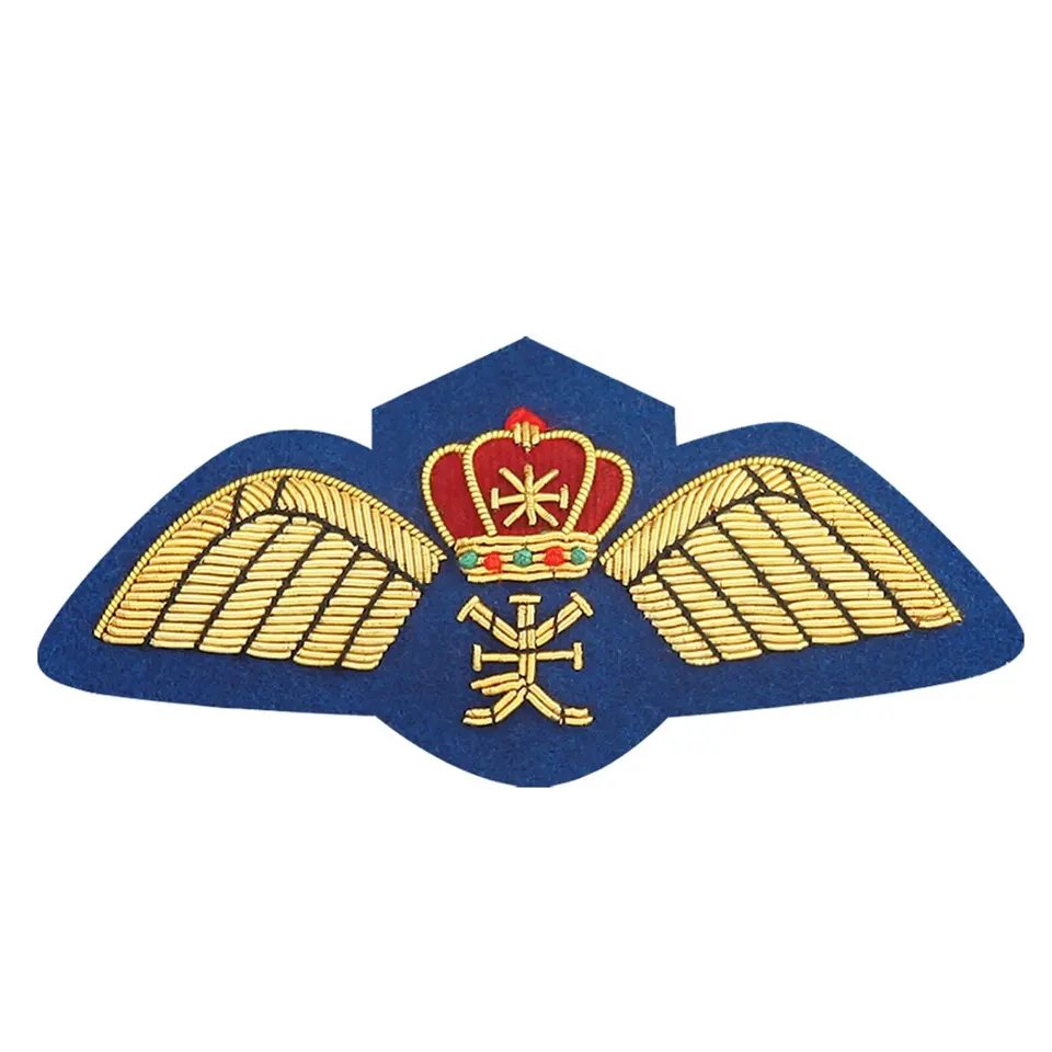 whole sale Bullion Wire Badges Newest Design Machine Made Gold Leaf Embroidery Bullion Wire Badges embroidery bullion badges