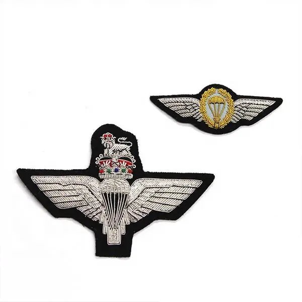 whole sale Bullion Wire Badges Newest Design Machine Made Gold Leaf Embroidery Bullion Wire Badges embroidery bullion badges