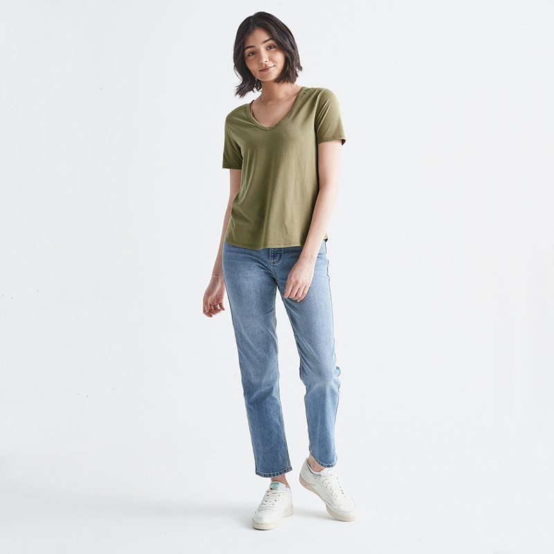 Custom Women's Semi-deep V neck Bamboo Tee V-Neck in soft smooth bamboo jersey fabric for light weight bamboo viscose loungewear