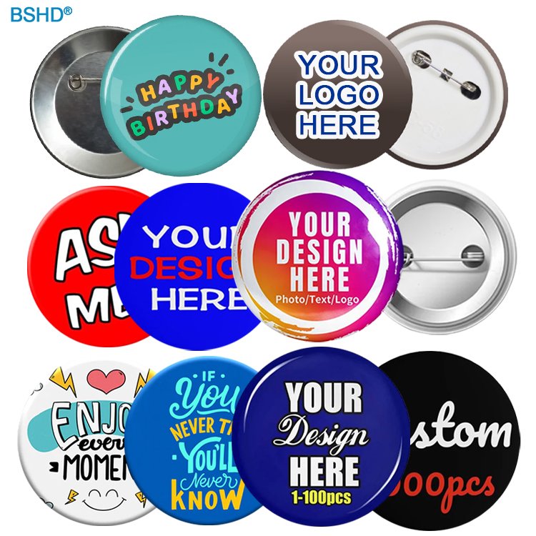 Button Badge Factory Direct Sale 25mm 32mm 44mm 50mm 58mm Custom Sublimation Blank Tinplated Badge With Safety Pin