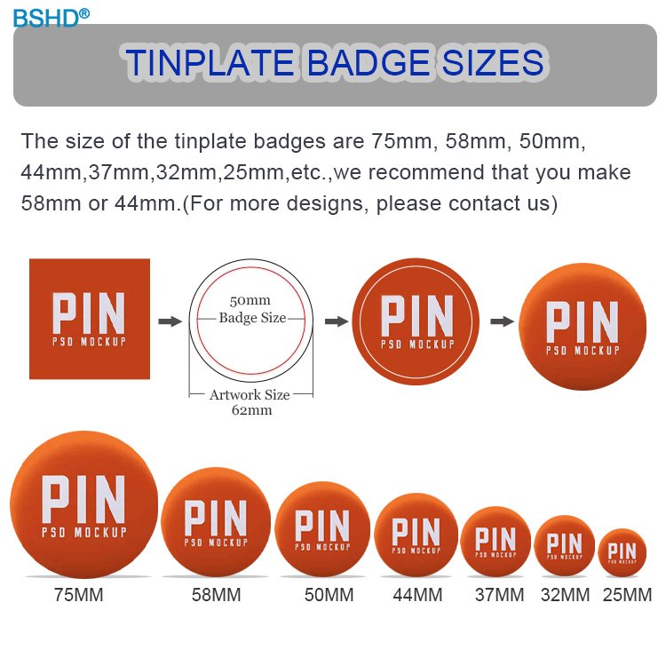 Button Badge Factory Direct Sale 25mm 32mm 44mm 50mm 58mm Custom Sublimation Blank Tinplated Badge With Safety Pin