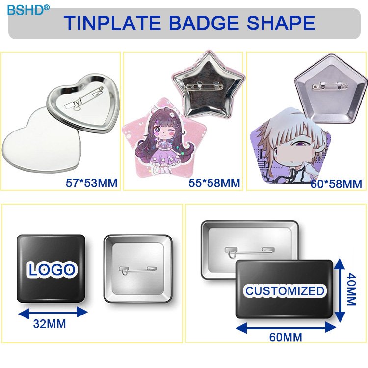 Button Badge Factory Direct Sale 25mm 32mm 44mm 50mm 58mm Custom Sublimation Blank Tinplated Badge With Safety Pin