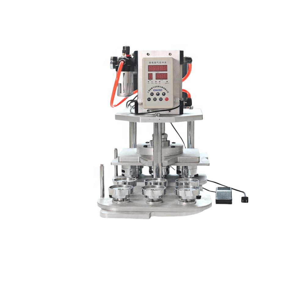 Pneumatic Semi-automatic Button Maker with 58mm Round Mould 6/pcs Drop on One Time 25-75 mm