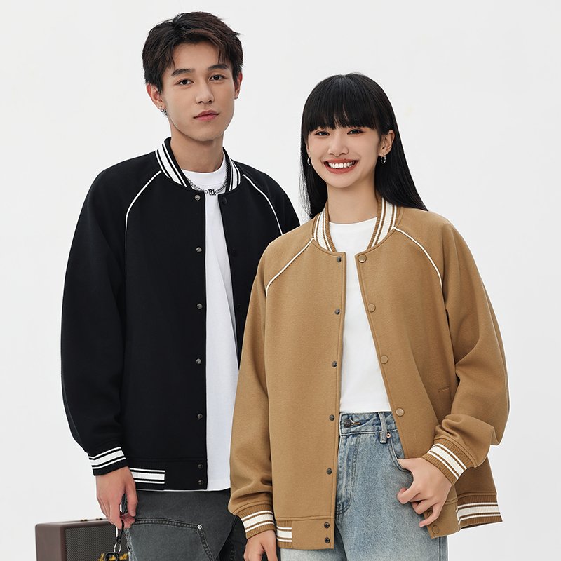 Loose twisted buckle stand collar sweater for male college students college style casual shoulder jacket coat garment factory
