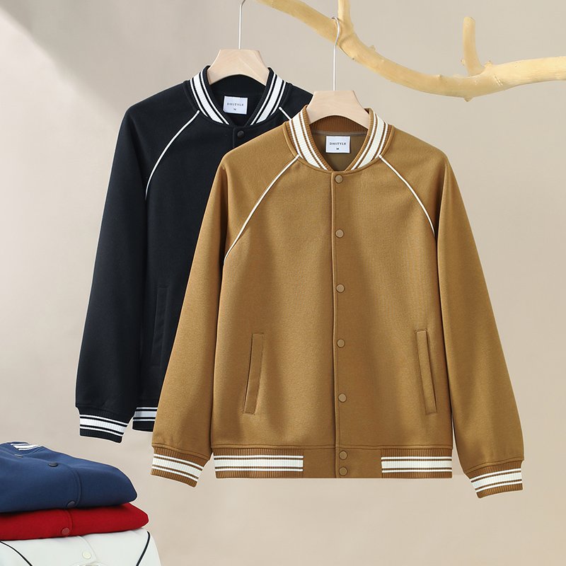 Loose twisted buckle stand collar sweater for male college students college style casual shoulder jacket coat garment factory