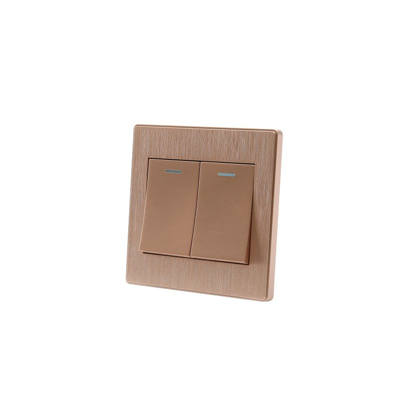 ABUK factory modern gold brushed CE certification 240v 1/2/3/4 Gang light home electrical mechanical wall switch with neon