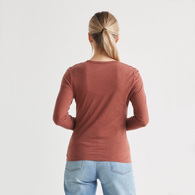 High Quality Women's Slim Fit Round Neck Bamboo Viscose Long Sleeve Tee Shirt with Silky Soft Breathable Bamboo Viscose fabrics