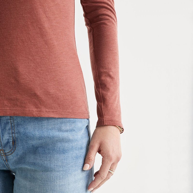High Quality Women's Slim Fit Round Neck Bamboo Viscose Long Sleeve Tee Shirt with Silky Soft Breathable Bamboo Viscose fabrics