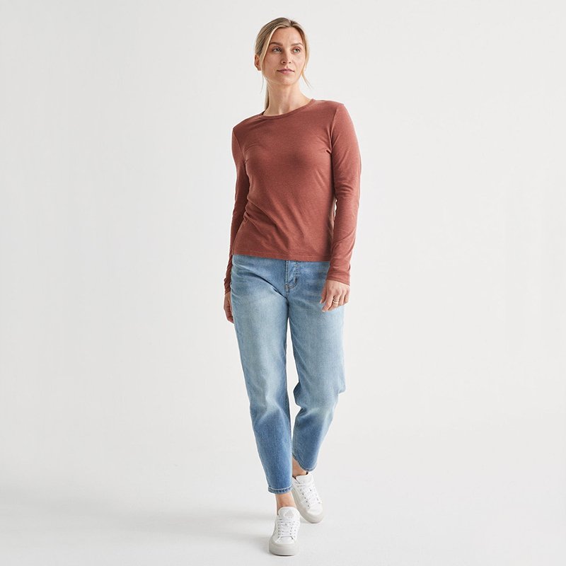 High Quality Women's Slim Fit Round Neck Bamboo Viscose Long Sleeve Tee Shirt with Silky Soft Breathable Bamboo Viscose fabrics