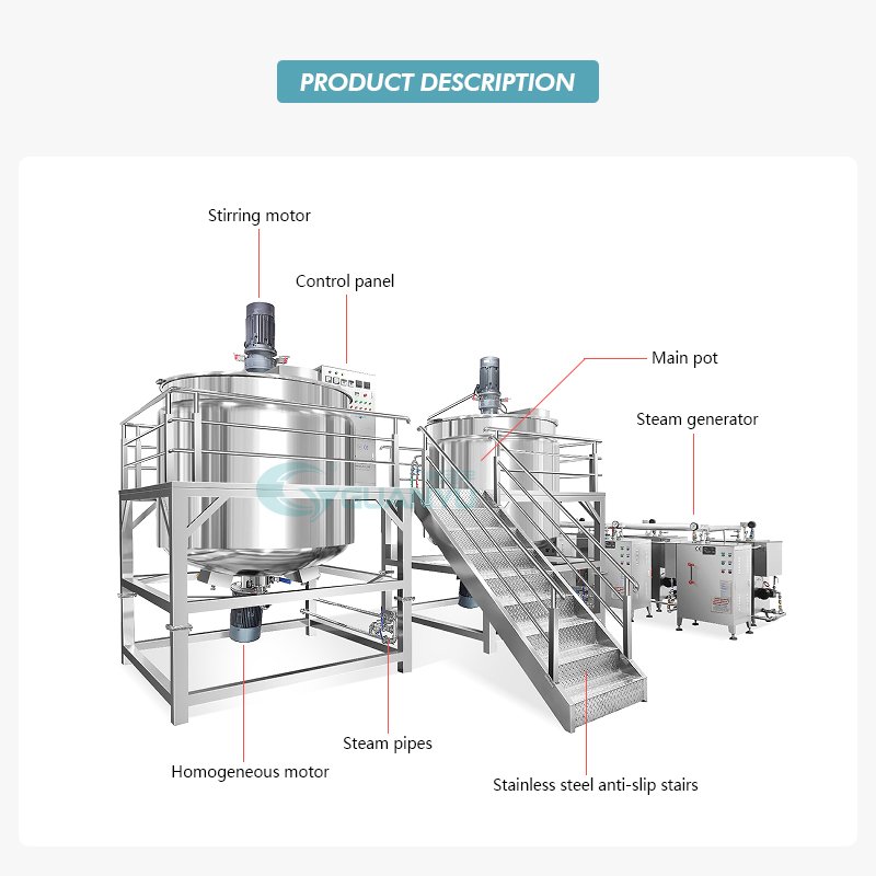 Electric Heating Mixer Shampoo Blender Cosmetic Liquid Soap Mixer Detergent Mixing Tank Shower Gel Making Machines