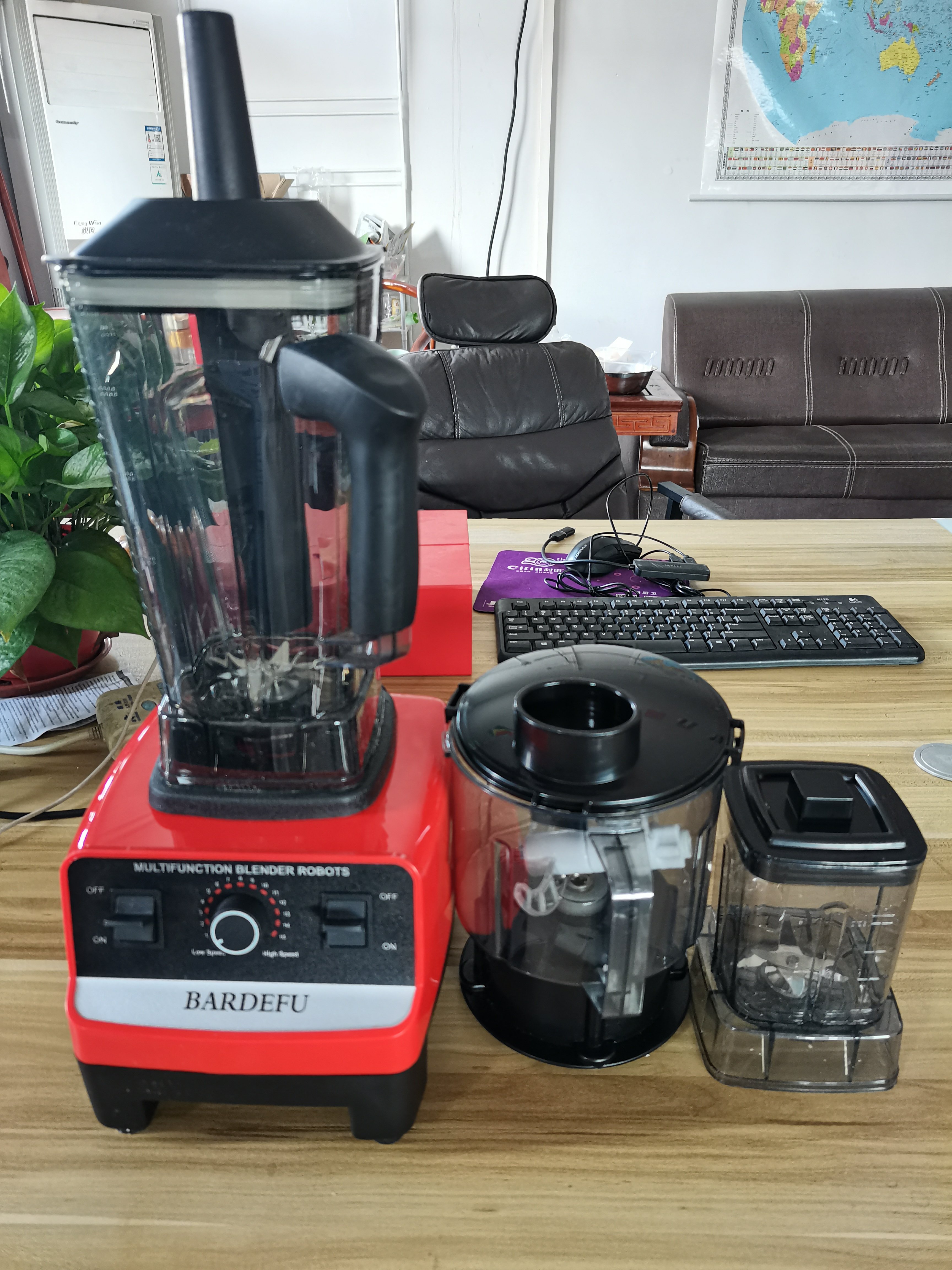 High quality 3-in-1 2.5L Silver Electric Blender Stainless Steel Meat & Fruit Smoothie Blenders Plastic Container Household Use