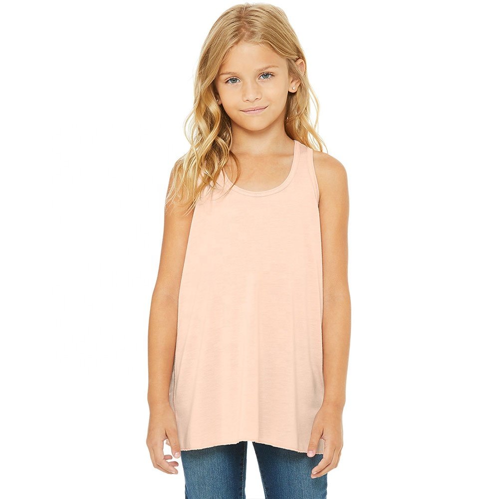 Wholesale Girls YOUTH FLOWY RACERBACK TANK Relaxed bottom hem youth girls breathable tank top