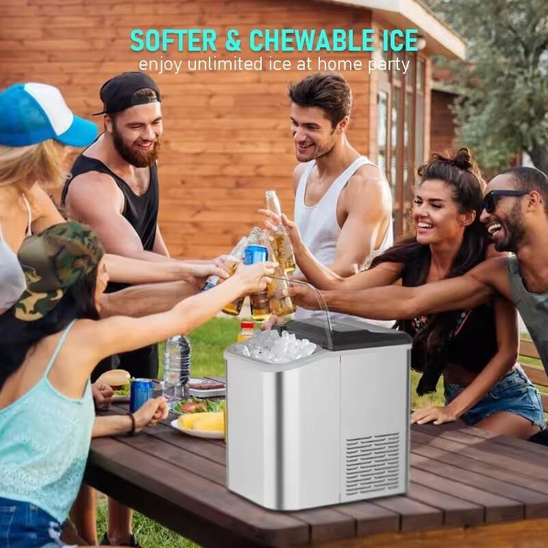 Hot Selling Home Appliances Nugget Chewing Ice 15kg In 24h with Time Control Button Ice Making Machine with Basket and Scoop