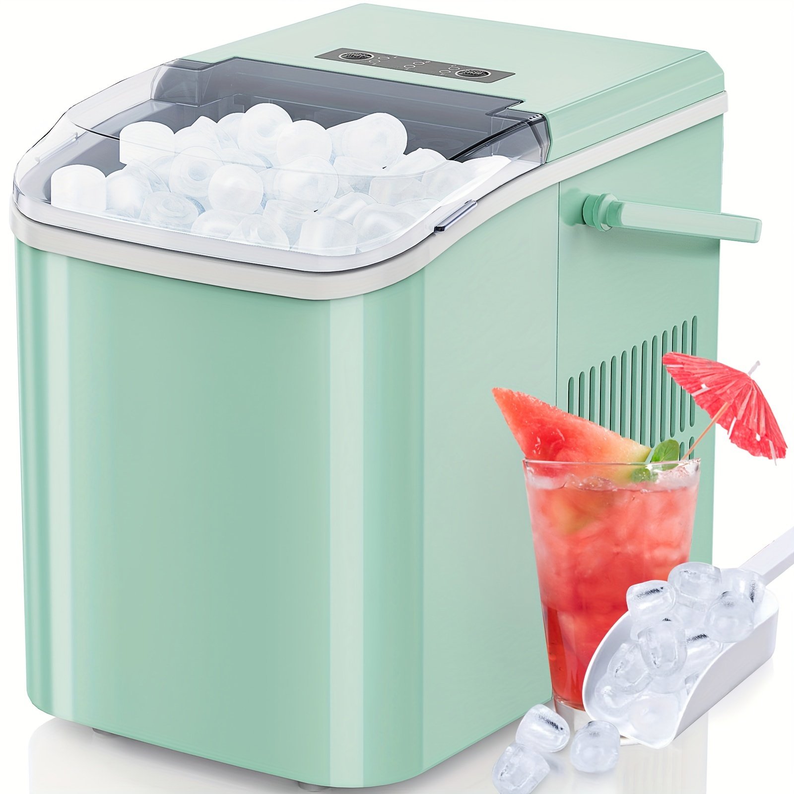 12Kg/24H Portable Ice Maker Self-Cleaning Countertop Ice Machine 2 Sizes Bullet Ice Cubes For Home Kitchen Office Bar Party