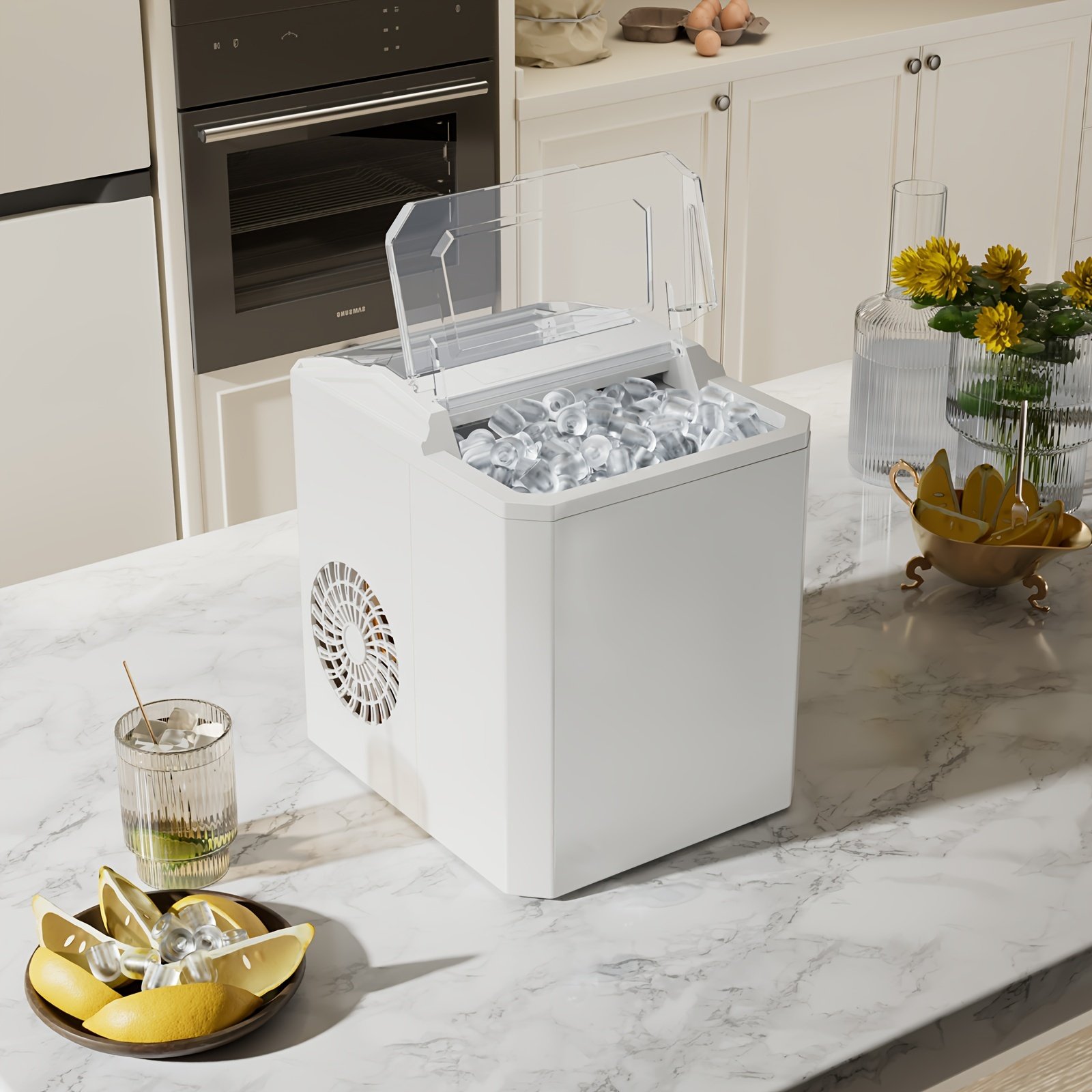 12Kg/24H Portable Ice Maker Self-Cleaning Countertop Ice Machine 2 Sizes Bullet Ice Cubes For Home Kitchen Office Bar Party