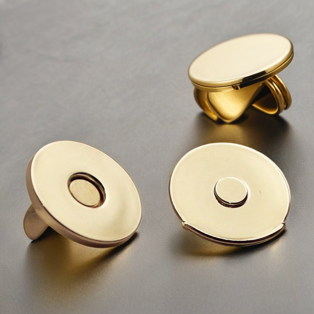 14mm Slim Copper Plain Magnetic button for handbag Golden Metal snaps for purse and clothes