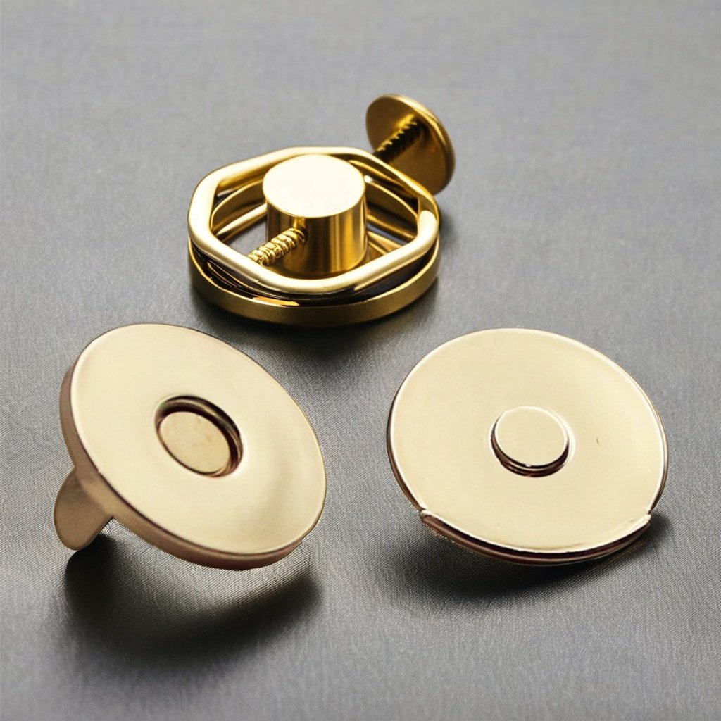 14mm Slim Copper Plain Magnetic button for handbag Golden Metal snaps for purse and clothes