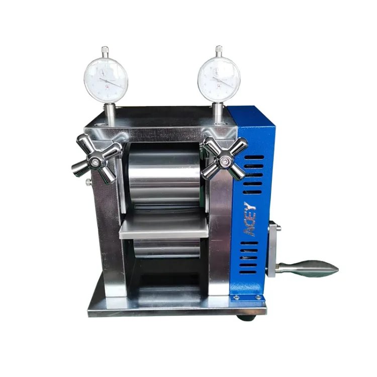 Laboratory 100mm Width Manual Coin Cell Rolling Press Machine For Button Battery Electrode