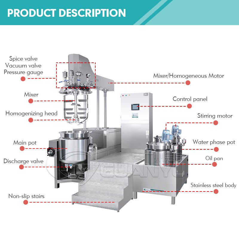 Vaselin Making Equipment Vacuum Emulsifying Machine Cosmetic Firming Lotion Mixer Manufacturing Machinery