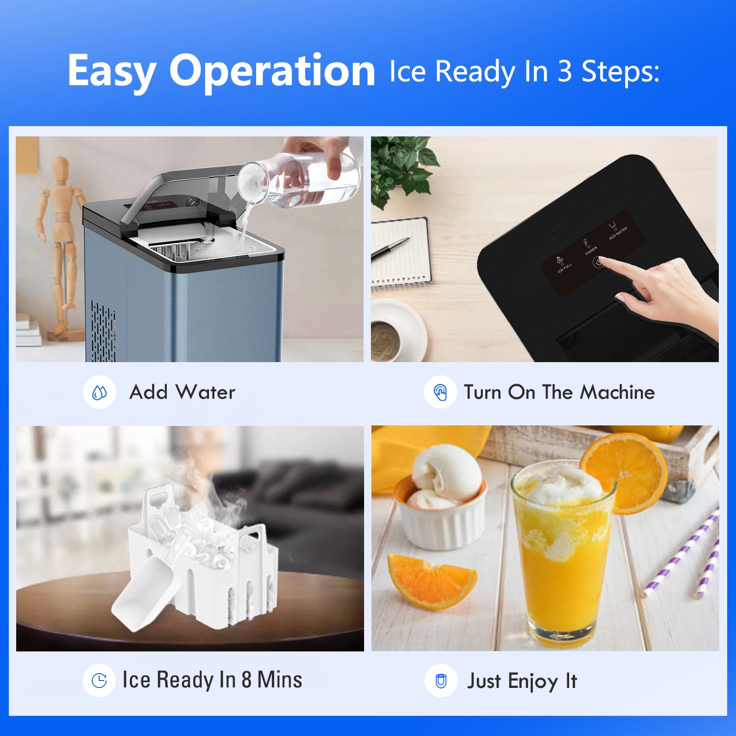 Customized Household Ice Making Machine 12KG Mini Ice Maker Machine Countertop Self-cleaning Function Home Party Electric CB OEM