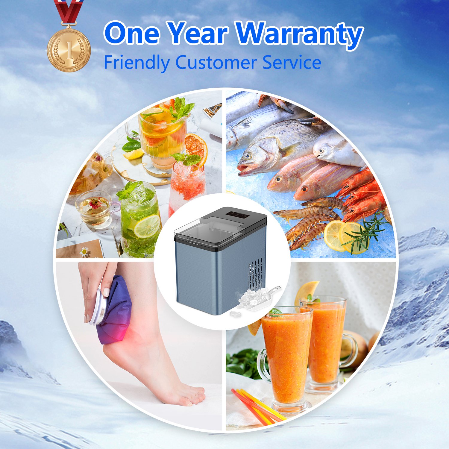 Customized Household Ice Making Machine 12KG Mini Ice Maker Machine Countertop Self-cleaning Function Home Party Electric CB OEM