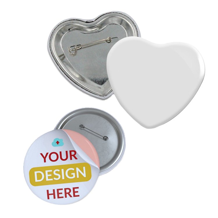 Custom Sublimation Magnetic Tinplate Badges Blanks round Square Heart Shape Valentine's Gift Promotion Uniforms Button Badge pin