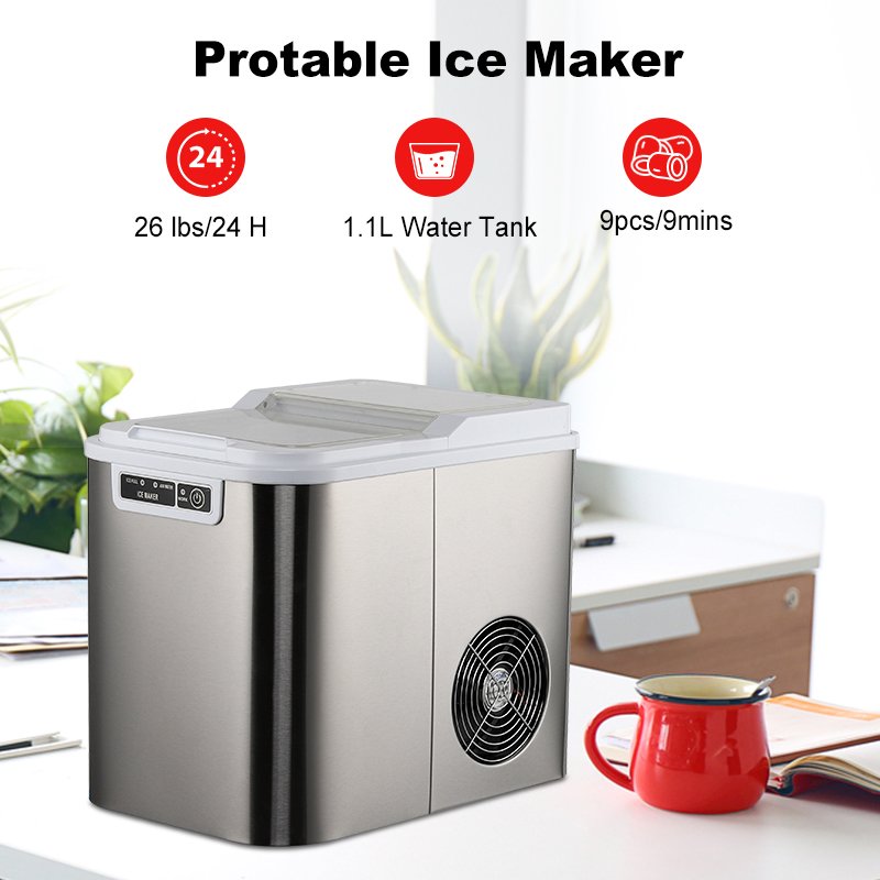 automatic small ice cube maker machine 12kgs/24h portable ice maker machine mini for home CE, CB, EMC, GS, LFGB, RoHS, ETL