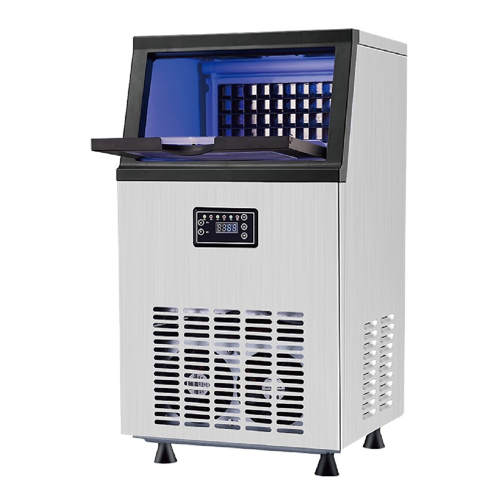 2023 Commercial compact automatic Ice cube machine with stainless steel housing making cube Ice for restaurant and kitchen bar