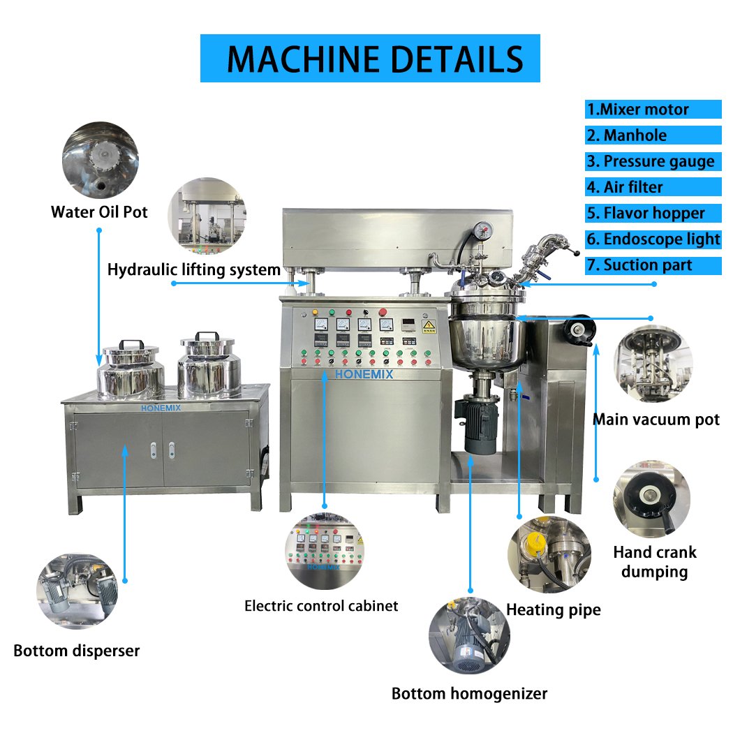 cosmetics soap toothpaste making machine emulsifying vacuum mixer