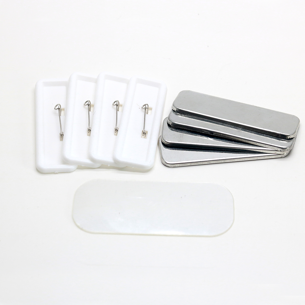 68*24mm Rectangle Button Making Machine Kit Name Tag Machine with Cutter and 100 sets Blank Materials