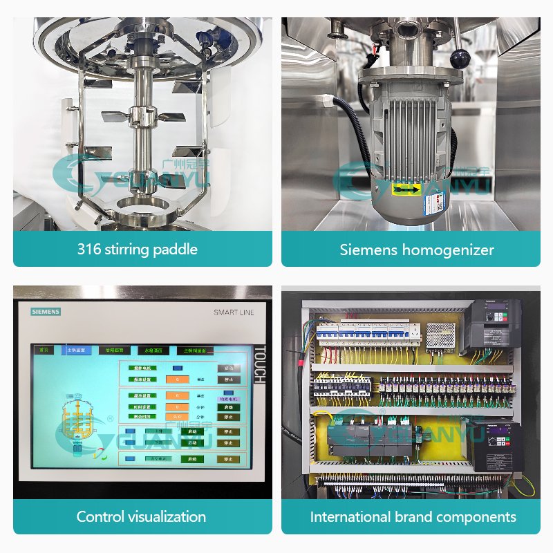 Shaving Cream Making Machine Skin Creams Hair Gel Dye Color Vacuum Emulsifier Mixer Machine Facial Body Lotion Mixing Machine