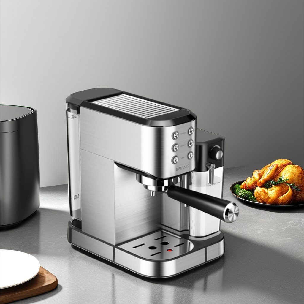 Full Function Commercial Household Digital Button Espresso Machine With Milk Frother Coffee Maker