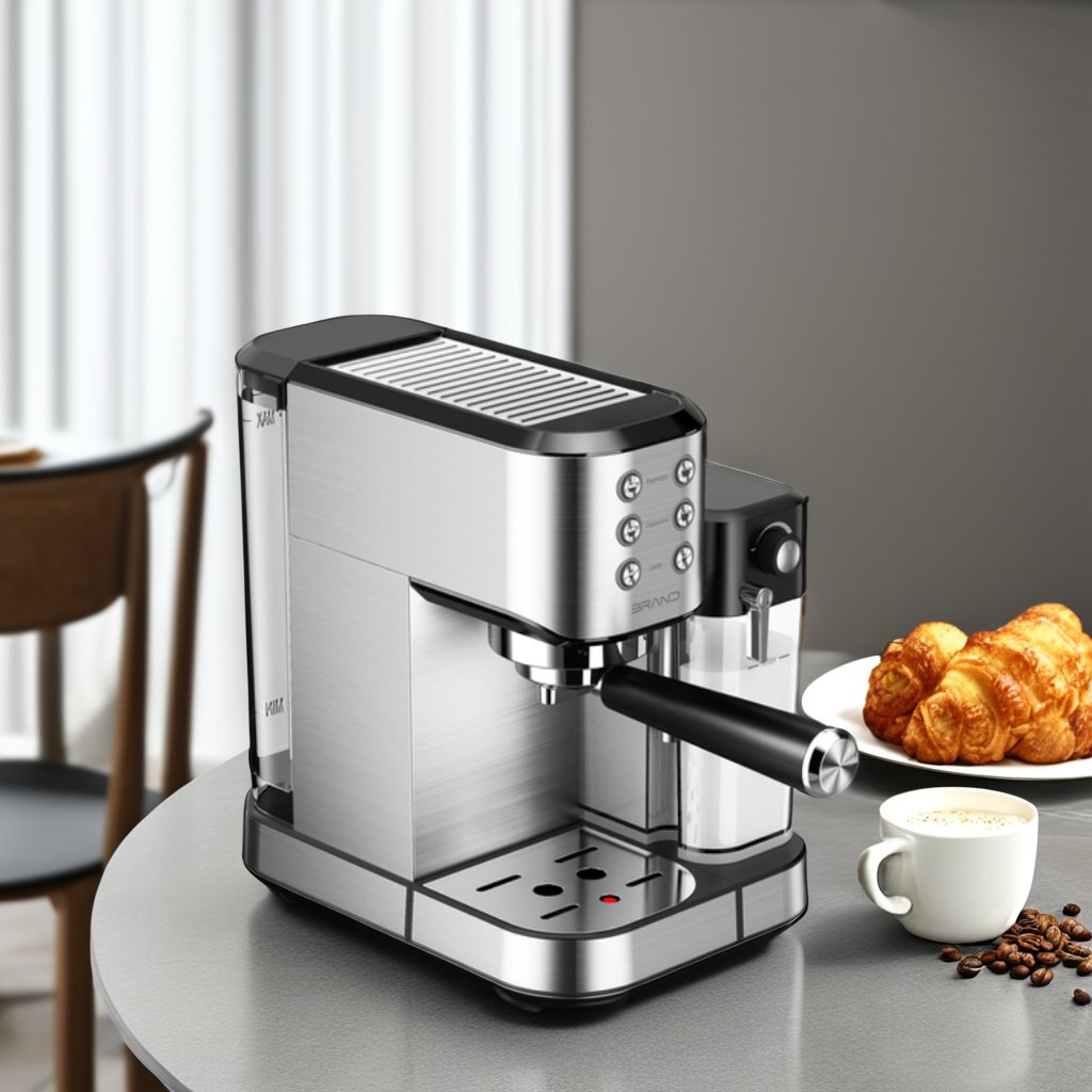 Full Function Commercial Household Digital Button Espresso Machine With Milk Frother Coffee Maker