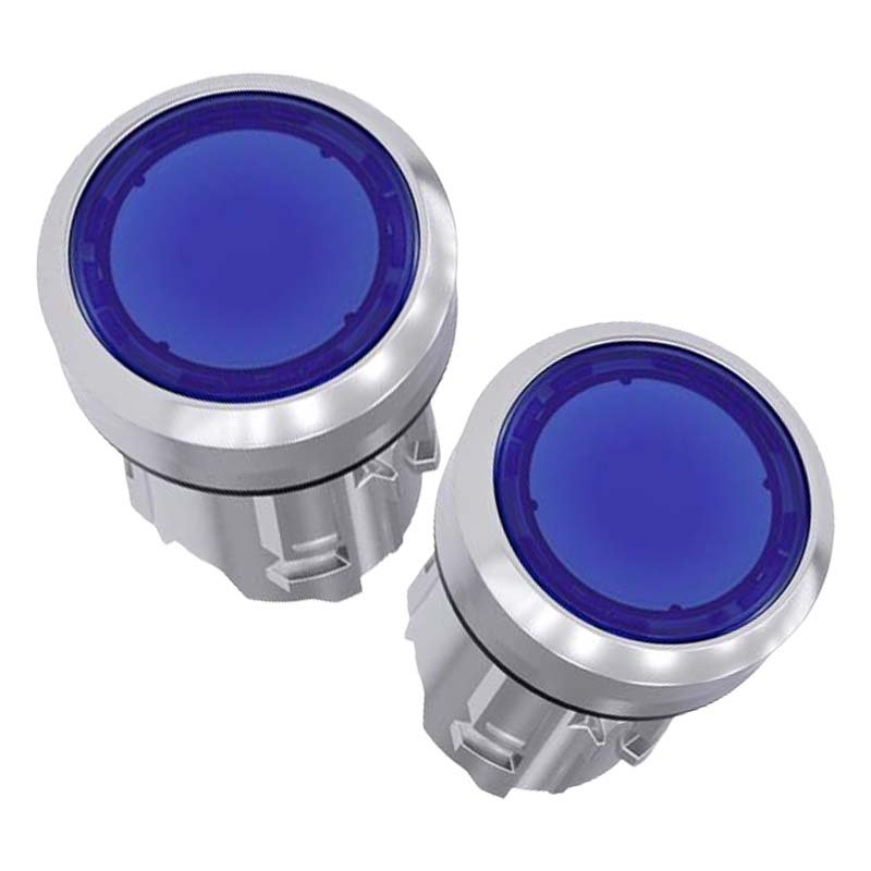 New Original Illuminated Pushbutton 3SB3501-0AA51, 22 mm, Metal, Round, Blue, Flat, with Holder for 3 Elements