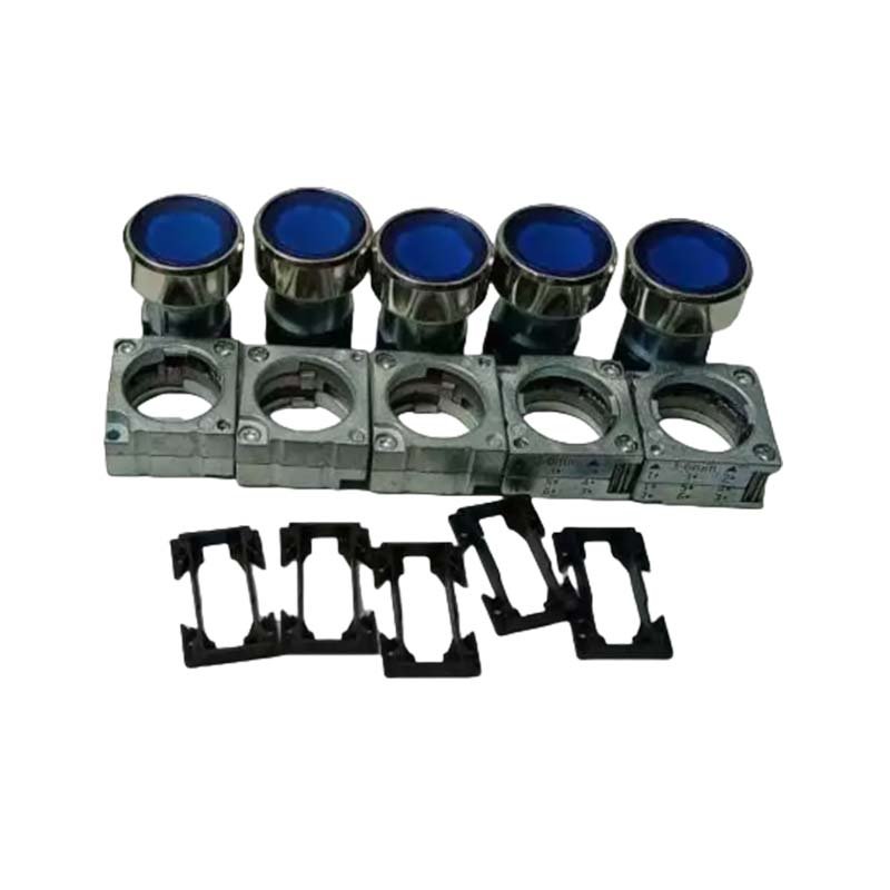 New Original Illuminated Pushbutton 3SB3501-0AA51, 22 mm, Metal, Round, Blue, Flat, with Holder for 3 Elements