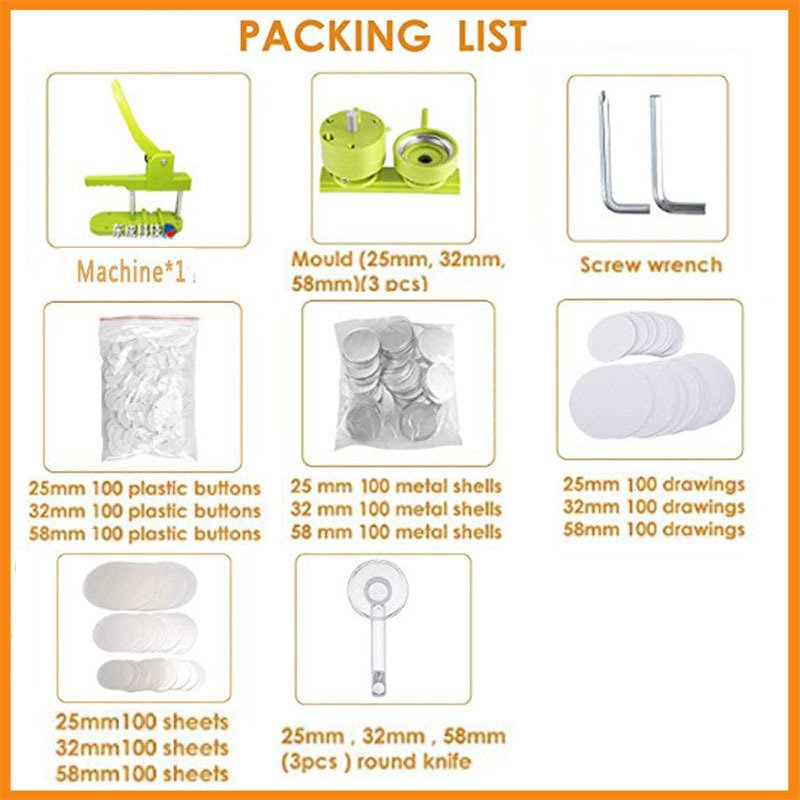 3 in 1 25/32/58mm Round Mold Badge Botton Pin Press Machine Badge Maker Machine for Pin Badge Making