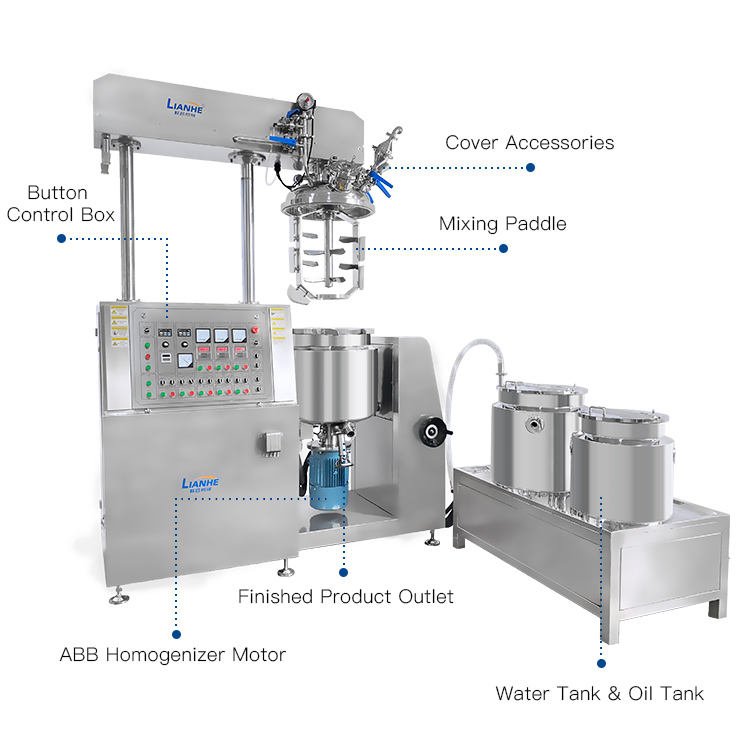 100 200 L Toothpaste Vacuum Emulsifier Mixer Homogenizer Tank Ketchup Mayonnaise Making Machine High Shear Emulsifier Mixer