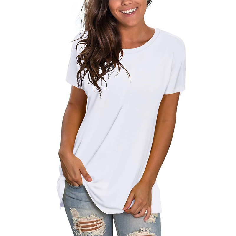 Custom Womens Sustainable Bamboo Loose Fit Tshirts Short Sleeve Summer Anti UV Bamboo Tops Casual Workout Yoga Tunic T Shirt