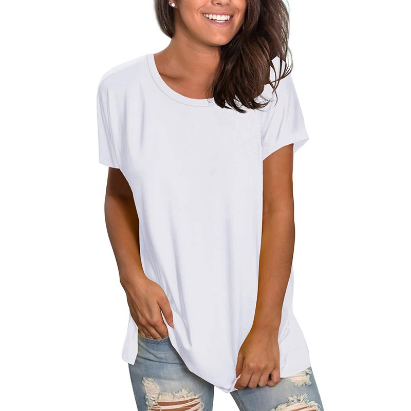 Custom Womens Sustainable Bamboo Loose Fit Tshirts Short Sleeve Summer Anti UV Bamboo Tops Casual Workout Yoga Tunic T Shirt