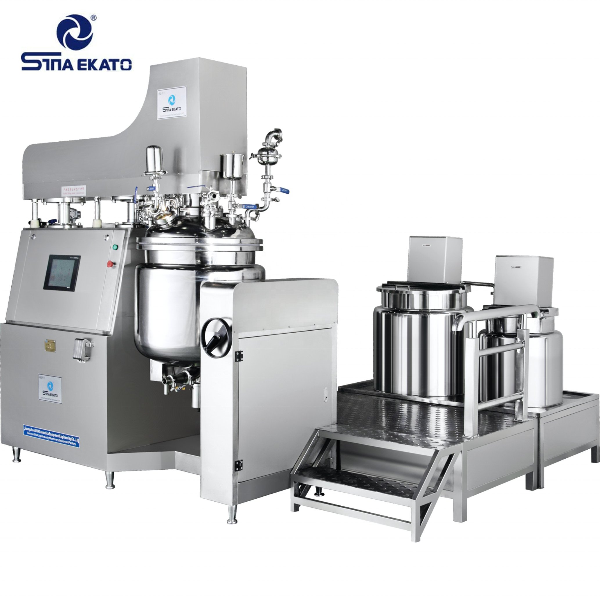 SINA EKATO 500L Facial Cream Production Mixing Machine Bottom Homogenizer Vacuum Emulsifying Mixer Suitable For Toothpaste