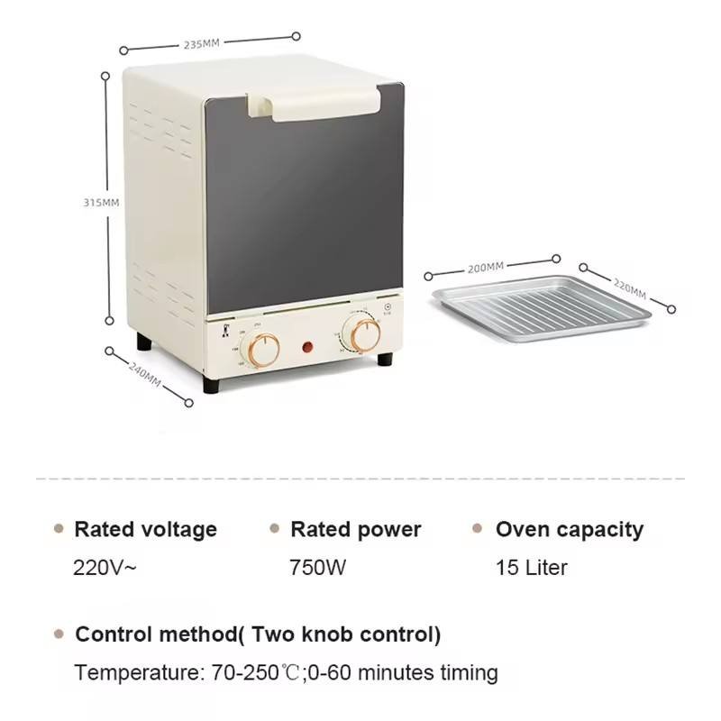 three-layer rotary knob electric oven multifunctional timer for making cookies and cakes baking machine 15L intelligent oven