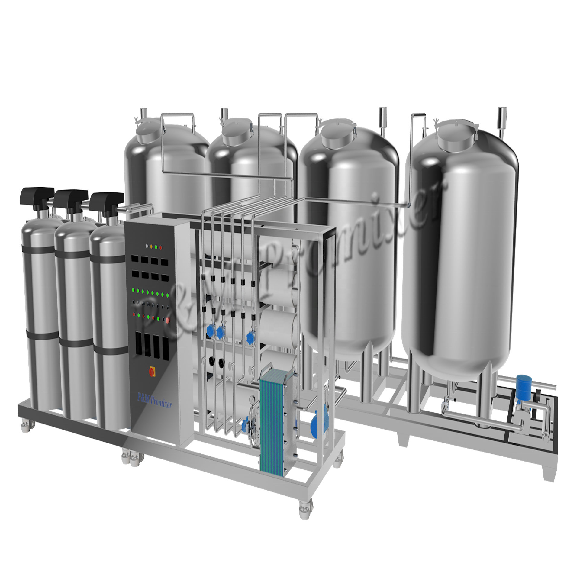 Industrial vertical two-stage reverse osmosis RO large filter deionized pure water purification treatment equipment