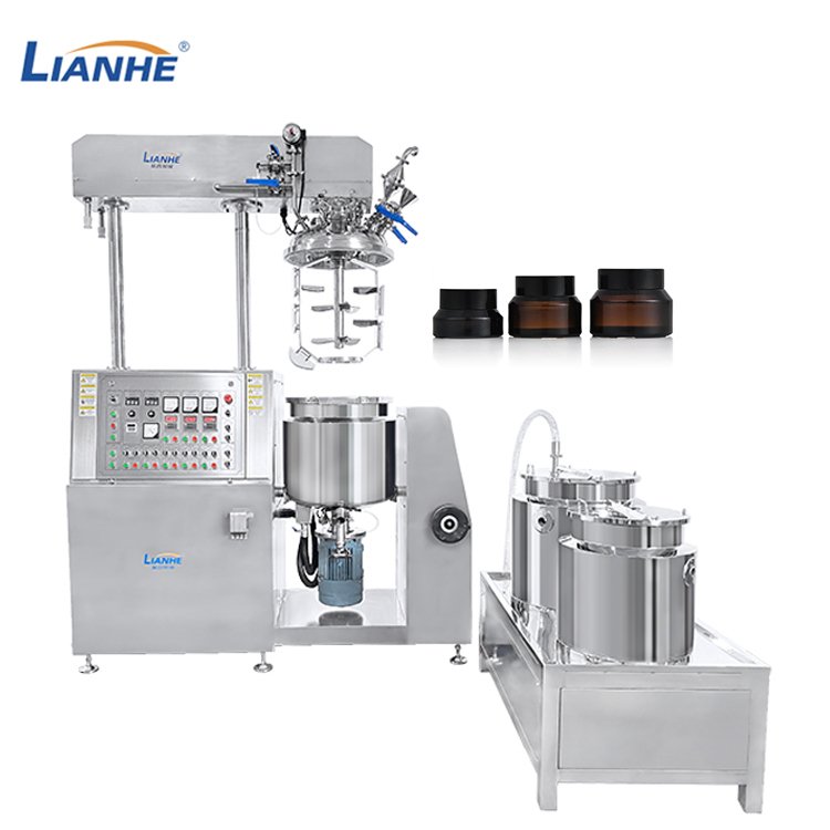 Lianhe 100l hydraulic lifting vacuum emulsifying homogenizer mayonnaise mixer cosmetic small petroleum jelly making machine
