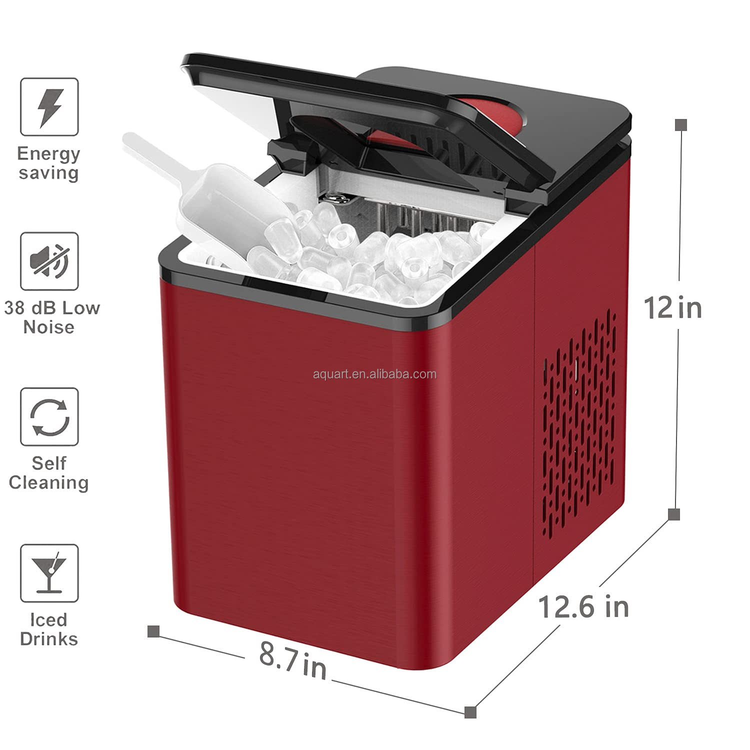 Household Compact Countertop Automatic Compressor Cooling Portable 12KG Home Mini Round Ice Cube Ice Maker Making Machine
