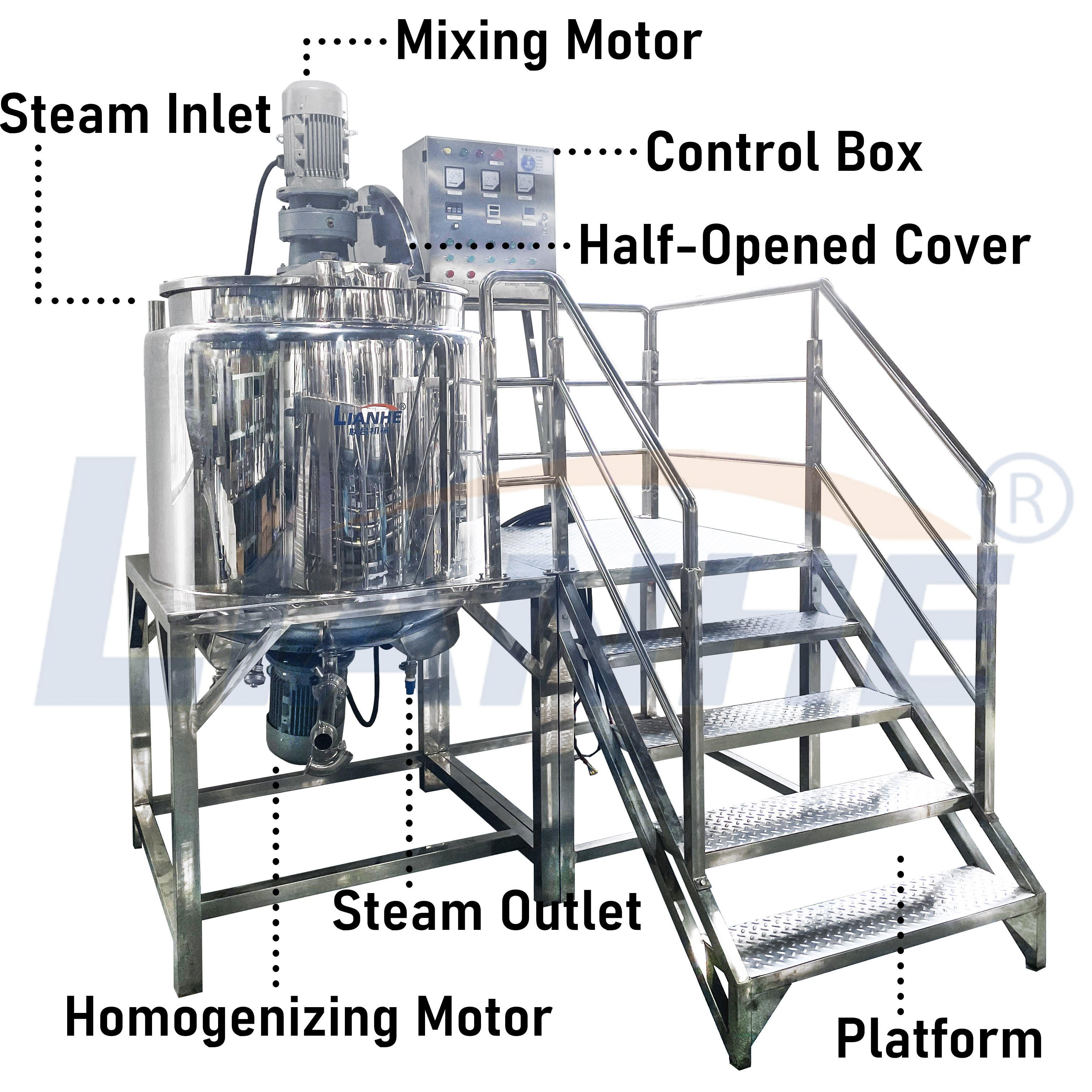 2024 New Arrivals Movable Liquid and Powder Mixer Machine Detergent Mixing Machine Heating Tank Mixing Tank with Homogenizer