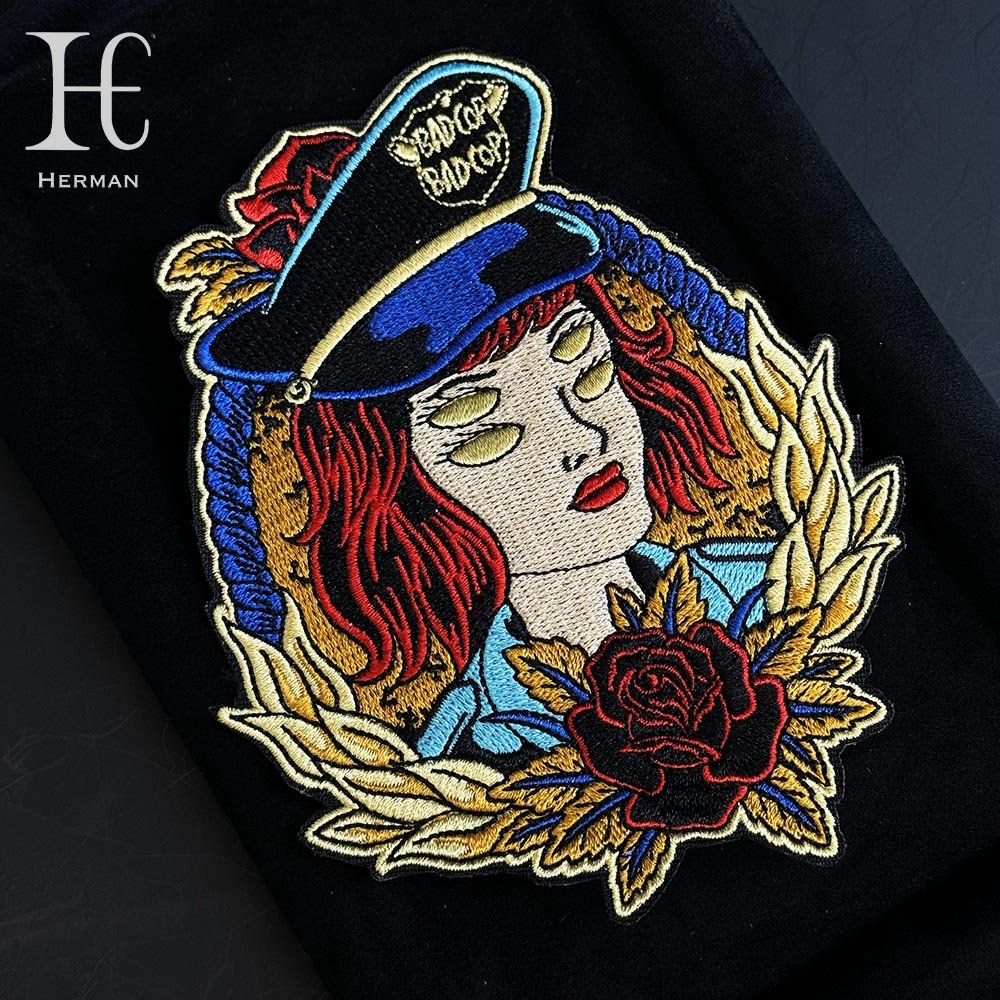 Custom Embroidery badge Customize different shapes of cartoon anime image badge with pin embroidery id badge holder