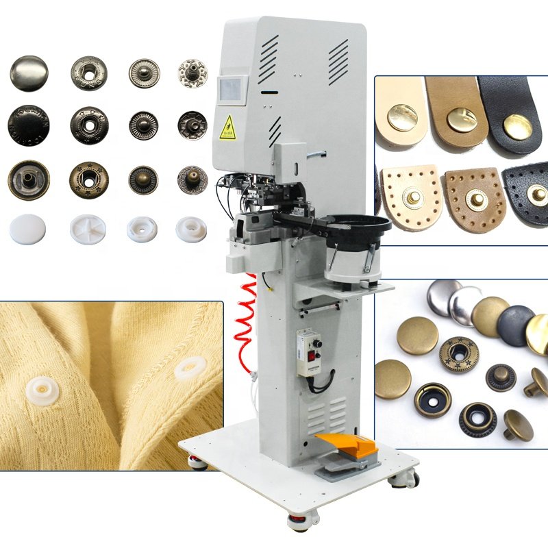 Automatic hole punching and metal snap button pressing machine reliable textile machinery