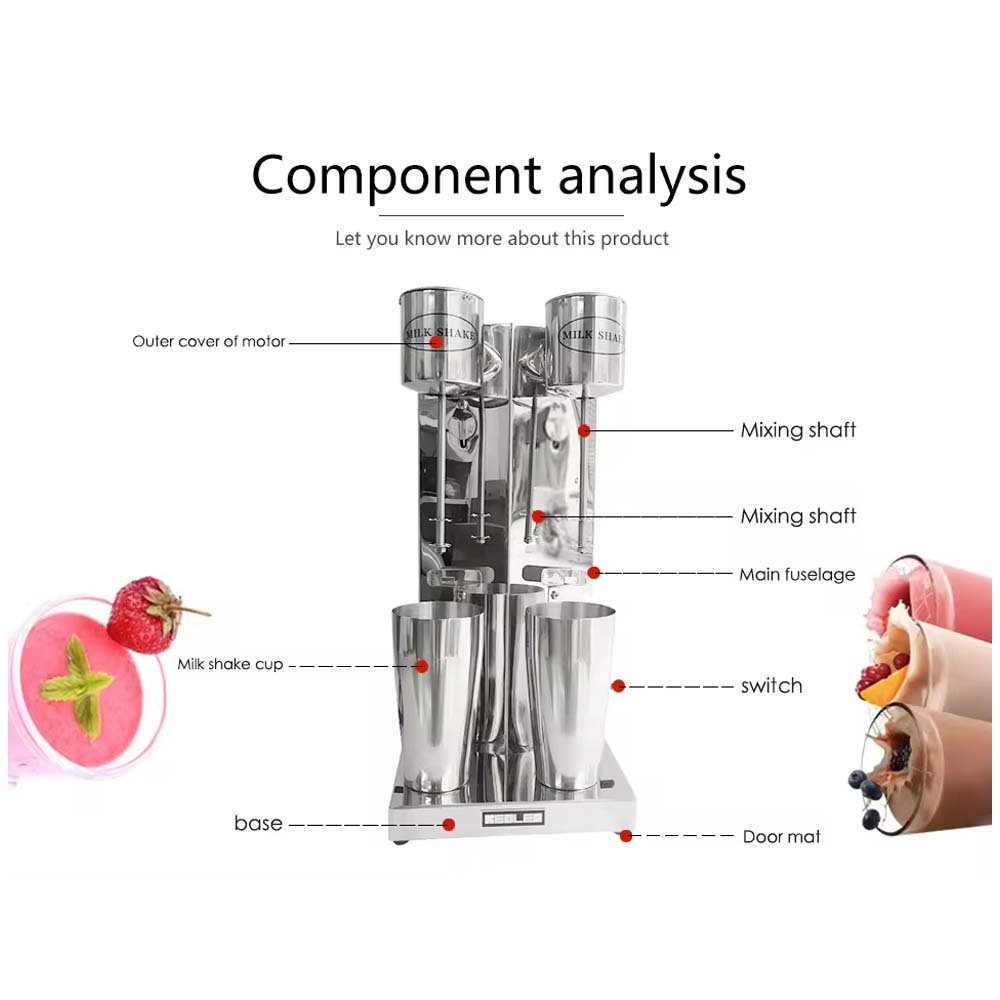 Xeoleo Milkshake machine Stainless Steel Milk Shake Machine Double Head Drink mixer Make Milks Foam/Milkshake Bubble Tea Machine